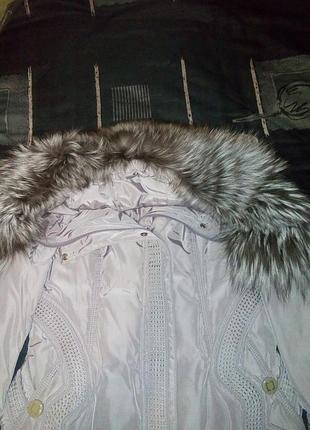 Пуховик натуральный мех чернобурка