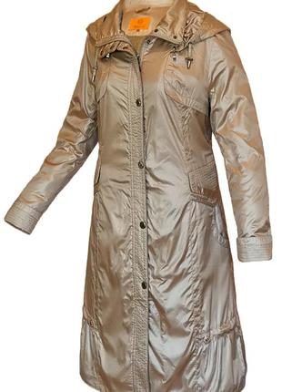 Плащ пальто женский длинный демисезонный утепленный с капюшоном romantic collection бежевый1 фото