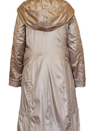 Плащ пальто женский длинный демисезонный утепленный с капюшоном romantic collection бежевый2 фото
