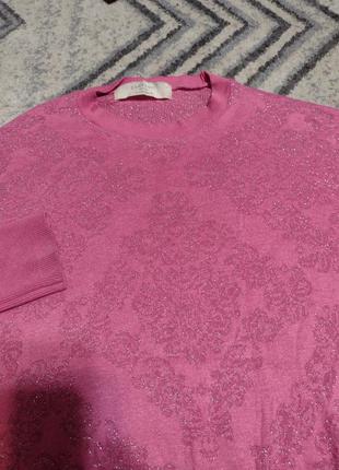Кофта свитер для барби, розовый с люрексовым узором2 фото
