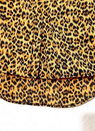 Стильная юбка золотистая бежевая чёрная леопардовая со складами, сзади длиннее ассиметрия3 фото