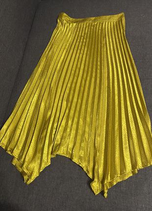 Желтая плиссированная юбка2 фото
