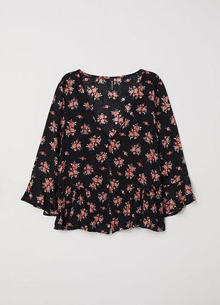 Блуза в цветочный принт с воланами zara