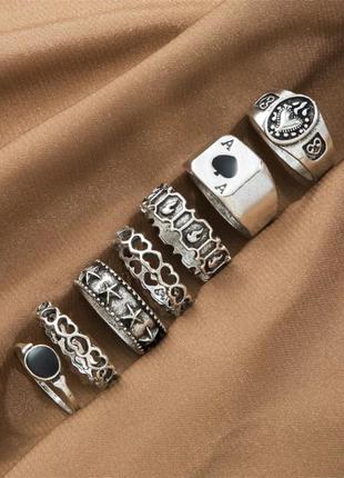 Набор колец унисекс 7 шт винтажные кольца в стиле панк рок хип-хоп гот6 фото