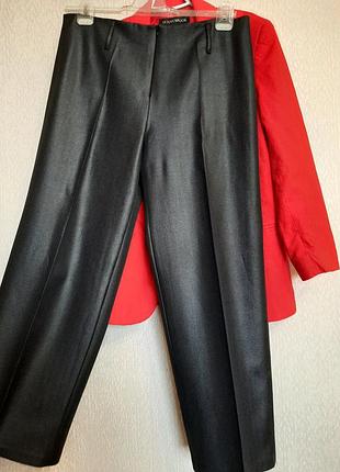 Классические чёрные серебристые брюки широкие клёш от бедра палаццо