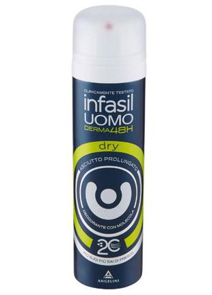 Дезодорант infasil мужской uomo derma 48h dry с молекулой 2c, с бетациклодекстрином,наличие,италия2 фото