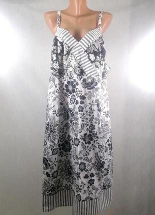 Чорне біле плаття сарафан квітка котон великий розмір evans