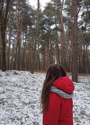 Сірий шарф хамут великої в'язки теплий зимовий осінній3 фото