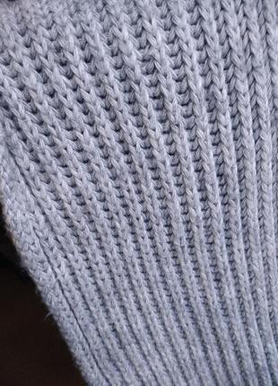 Серый шарф хамут крупной вязки теплый зимний осенний5 фото