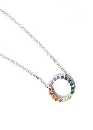 Підвіска різнобарвний коло з фіанітами, срібне покриття 925 проби