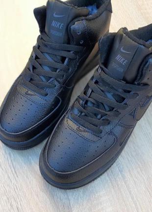 Чоловічі (черевики) кросівки nike air force high (демі, зима, з хутром)7 фото