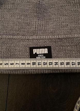 Серая шапка бини в рубчик puma ribbed classic beanie, шапка puma унисекс8 фото