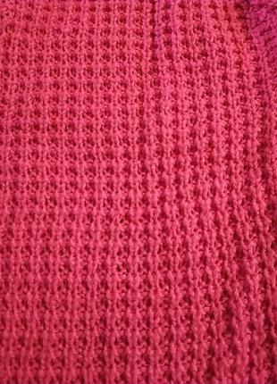 Яркий мягкий теплый натуральный малиновый  розовый свитер свитерок реглан3 фото