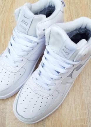 Женские (ботинки) кроссовки nike air force high (деми, зима, с мехом)7 фото