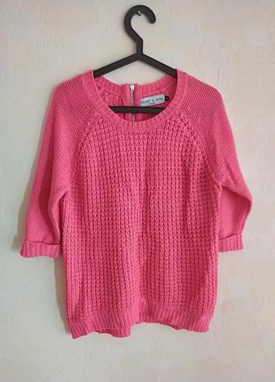 Яркий мягкий теплый натуральный малиновый  розовый свитер свитерок реглан5 фото