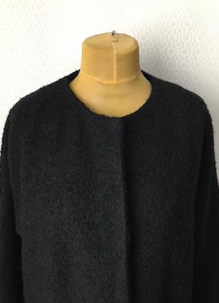 Стильное трендовое полушерстяное черное пальто кокон от h&m, размер укр 46-48-503 фото