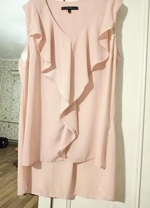 Блуза ❤️пудровая с воланом  14 р.