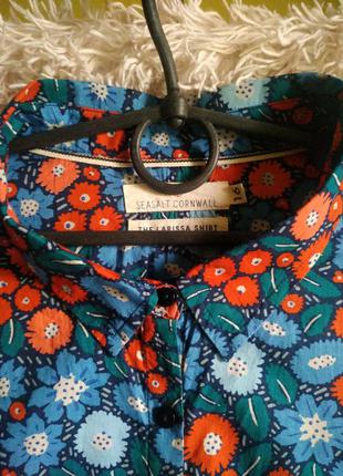 Стильная рубашка в цветочек, блуза прямая, к джинсам3 фото