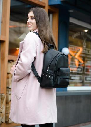 Качественный и стильный женский рюкзак черный4 фото