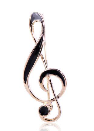 Брошка унісекс скрипковий ключ золотиста brbf111625