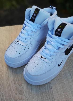 Женские (ботинки) кроссовки nike air force high (деми, зима, с мехом)7 фото