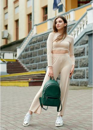 Женский стильный рюкзак зеленый мята хаки2 фото