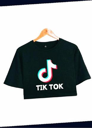 Топ футболка укороченный кроп tik tok для танцев тиктокер блогер