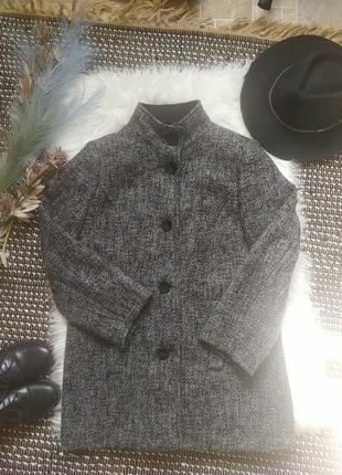 Базовое стильное серое пальто bhs с шерстью 12/401 фото