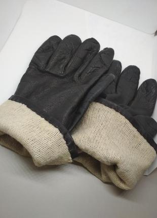 Мужские классические кожаные перчатки коричневый4 фото