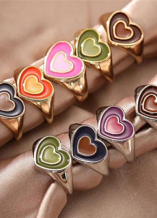 Кольцо сердце стильное колечко сердечки 9