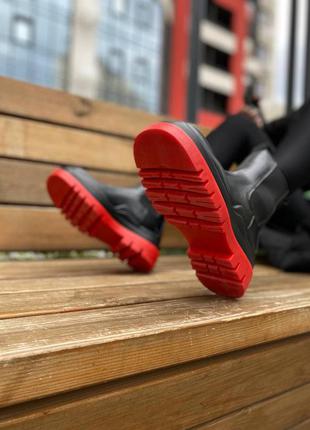Женские ботинки bottega veneta black/red6 фото