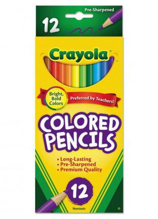 Олівці кольорові crayola colored pencils 12 шт