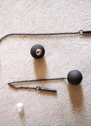 Черные серьги цепи шарики длинные висячие сережки протяжки с шариками9 фото