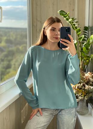 М'ятна блуза з мереживом 1+1=3