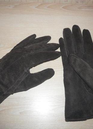 Перчатки женские коричневые натуральный замш размер м atmosphere