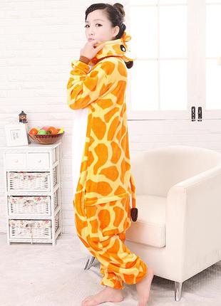 Кигуруми цельная взрослая пижама жираф теплая плюшевая пижамка9 фото