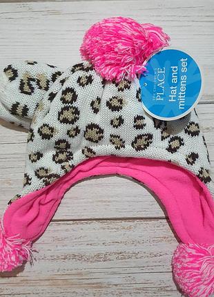 Набор зимняя шапка и варежки childrens place 2года