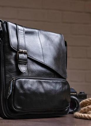 Мужская кожаная сумка черная