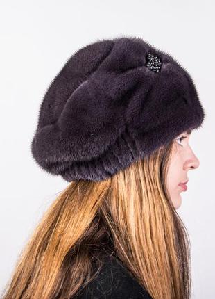 Зимова жіноча норкова шапка-кубанка3 фото