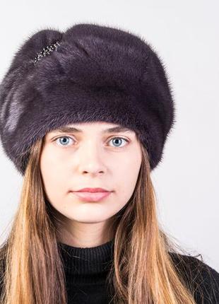 Зимова жіноча норкова шапка-кубанка1 фото