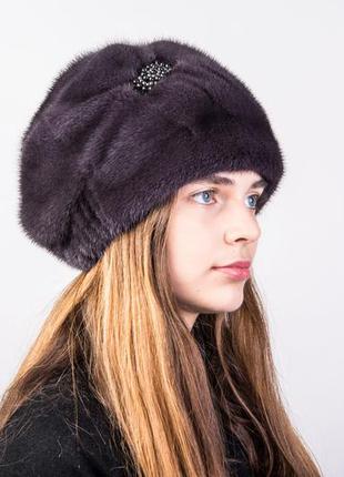 Зимова жіноча норкова шапка-кубанка2 фото
