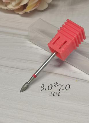 Фреза насадка "полум'я" 3.0х7.0 мм фреза насадка "полум'я" алмазна для манікюру червона probeauty