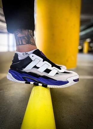 Мужские осенние кроссовки adidas niteball "white/purple"