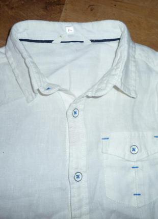 John lewis белая льняная рубашка на 7 лет 100% лен6 фото