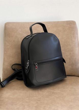 Рюкзак з блискавкою поперек чорного кольору3 фото