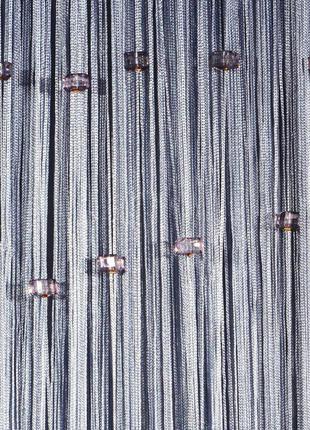 Сірі штори-нитки із стеклярусом1 фото