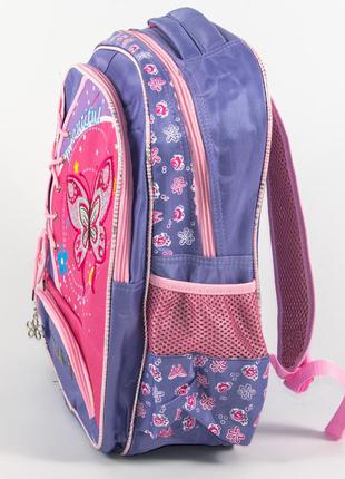 Школьный рюкзак для девочек с бабочкой - сиреневый - 1484 фото