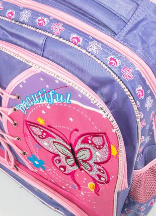 Школьный рюкзак для девочек с бабочкой - сиреневый - 1485 фото