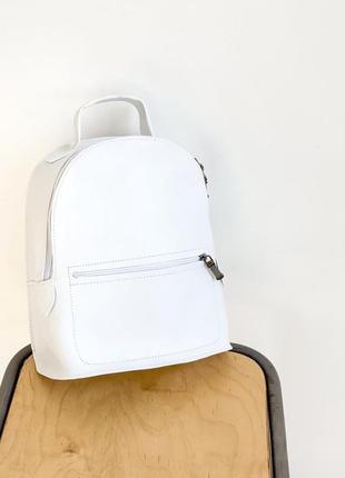 Рюкзак з блискавкою поперек білого кольору2 фото