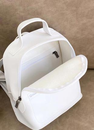 Рюкзак з блискавкою поперек білого кольору5 фото